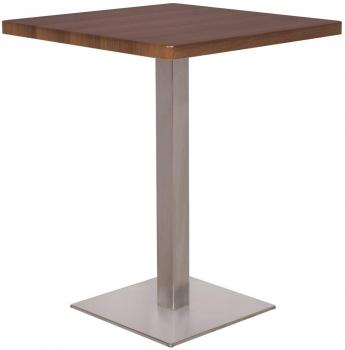 Bartisch Bistrotisch Tisch Nussbaum Holzoptik Eckig Edelstahlfuß 60x60x75 M-BT60/1431