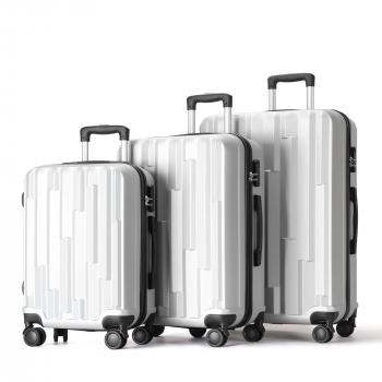 Koffer Set 3-teilig Trolley Gepäck 4 Doppelräder 1380 Grau-Silber 8819