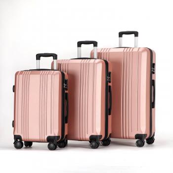 Koffer Set 3-teilig Trolley Gepäck 4 Doppelräder 981 Pink-Gold 8824