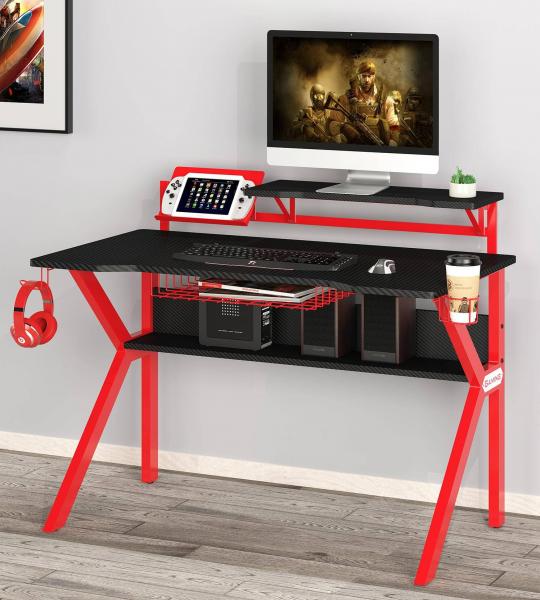 Gaming Computer Desk Gamer Desk Racing Carbon Optik black/red GT-006/8394